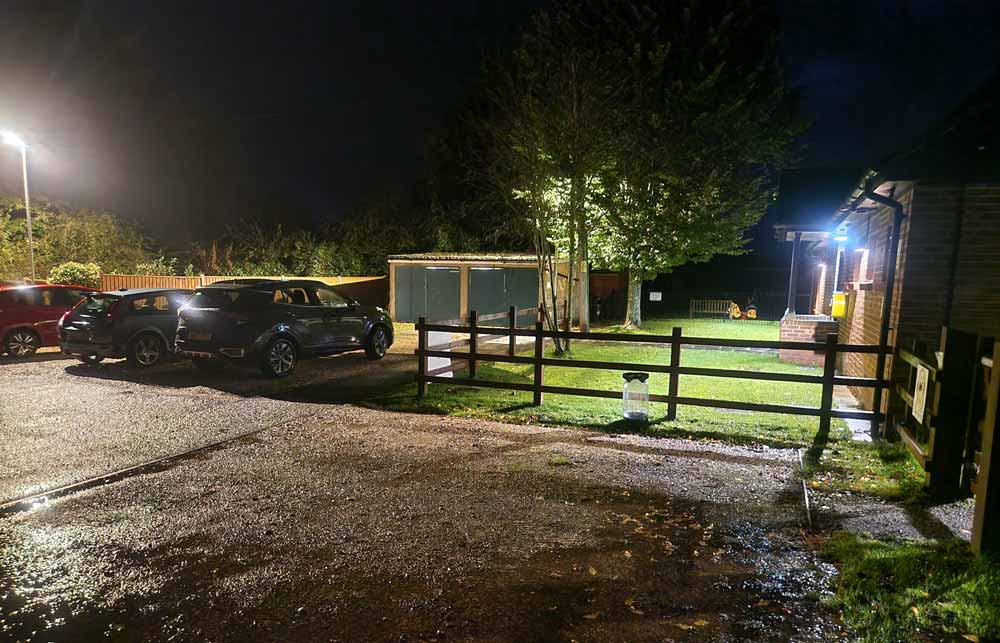 netley marsh community hall lights from side